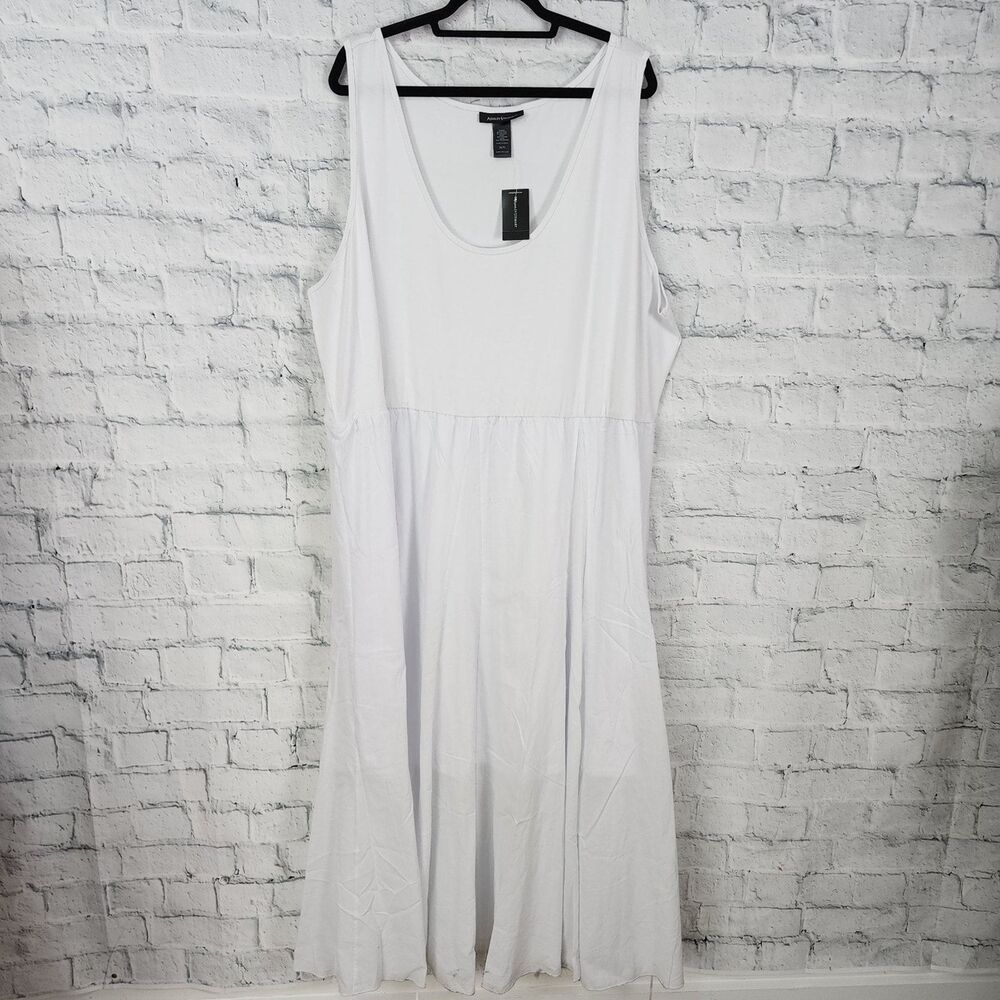 Ashley stewart maxi Dress plus Sz 30/32 white lined summer A5